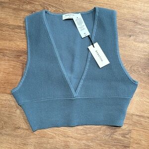 Aritzia Blue Ribbed Tank Top Crop